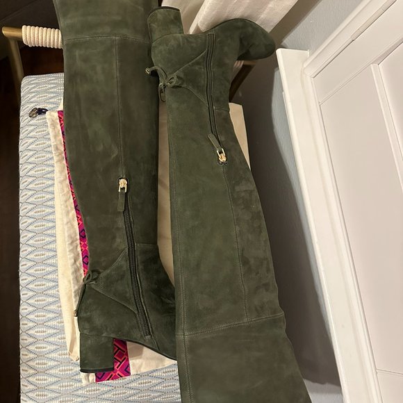 Tory Burch Over the Knee Boots - Olive Green - Gently Worn - Size 6.5 - Picture 2 of 6